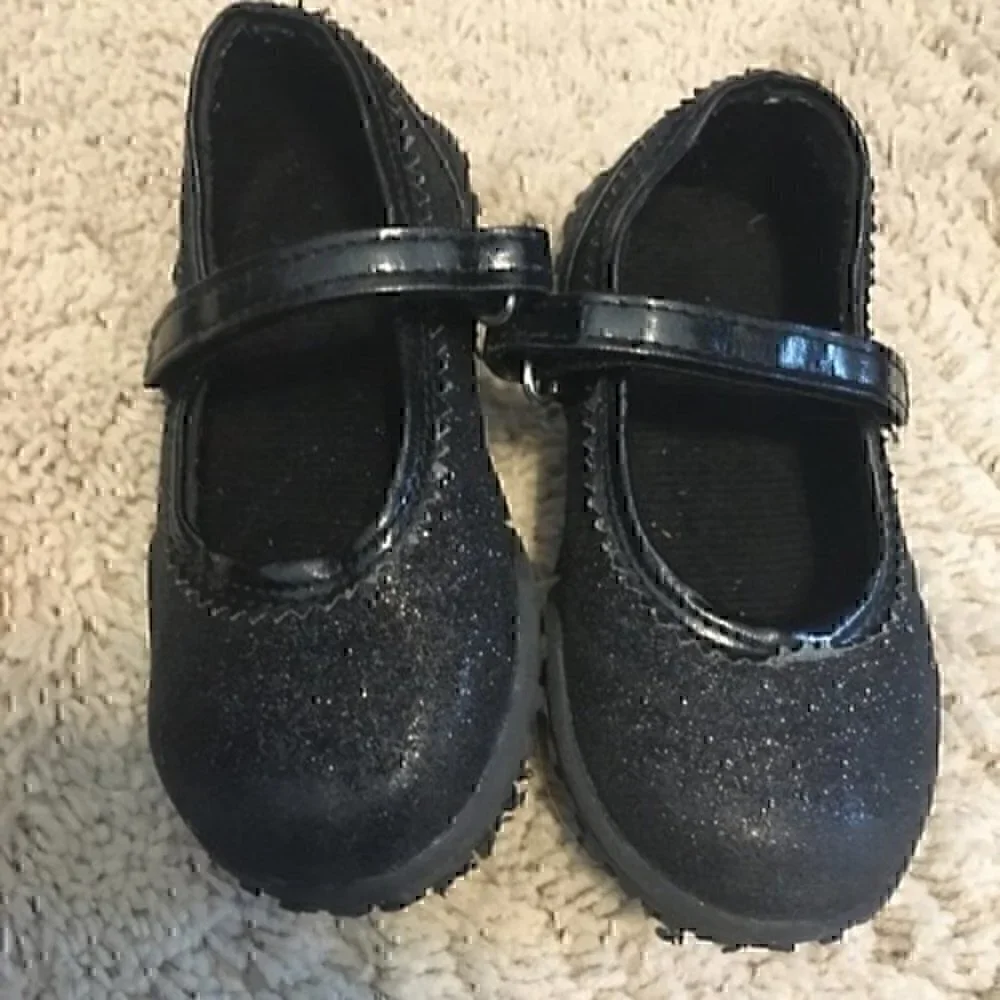 Toddler girls sparkly black dress shoes